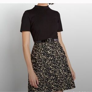Modcloth Black and Gold Starry A-Line Dress